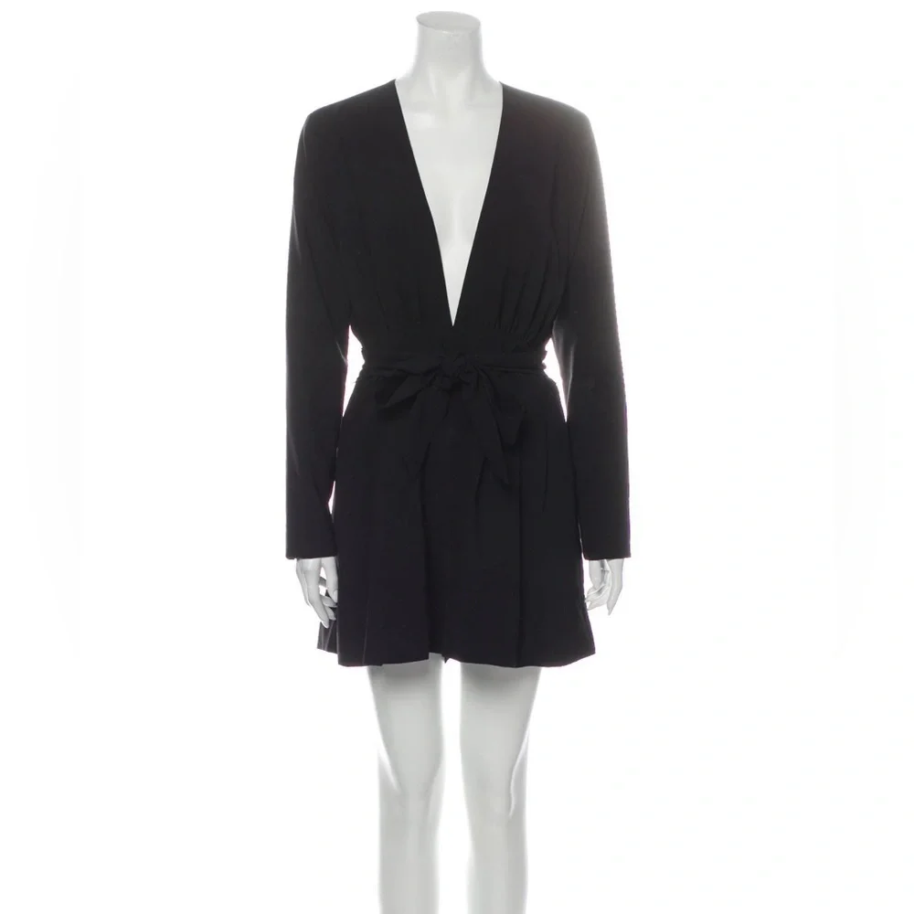 NWT RONNY KOBO Plunge Neckline Long Sleeve Belted Romper XS - Picture 1 of 8